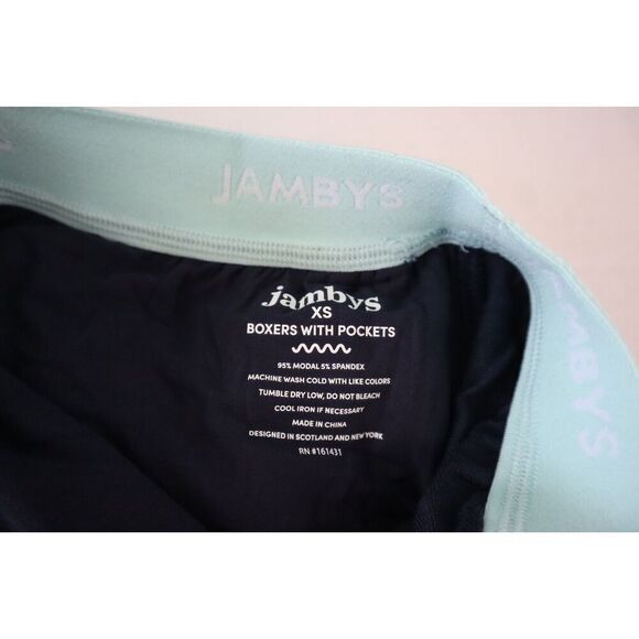 Jambys Unisex Sz XS Navy Blue/Mint Soft Breathable Boxer Shorts w/Pockets - Picture 3 of 10
